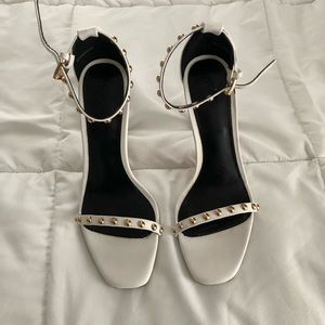 White stud heels